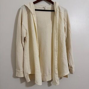 Daily Practice Anthropologie Coastal Beach Boho Hooded Cardigan Oversz Ivory XS